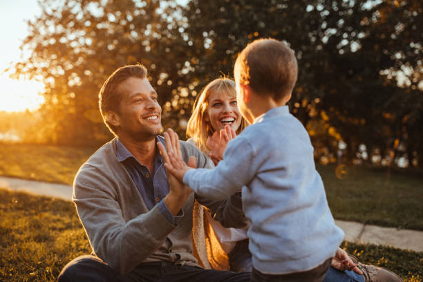 Playful family time Cute little family having fun outdoors Petrovaradin stock pictures, royalty-free photos & images