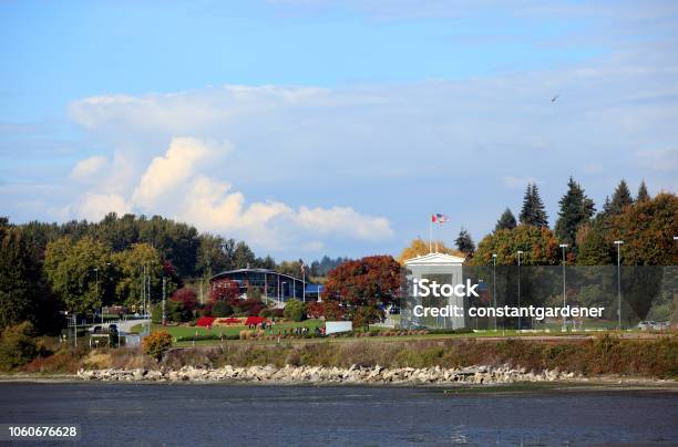Usa Canada Border Crossing Looking From Blaine Washington To Bc Stock Photo - Download Image Now