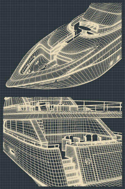 istock Fragment Drawings of a modern yacht 1060680460