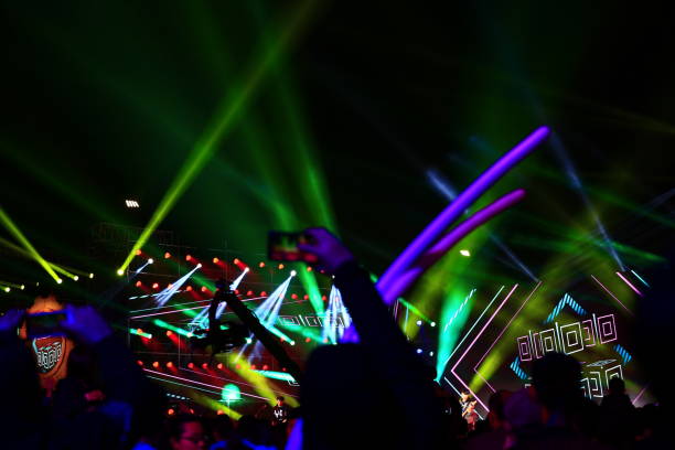 istock Stage lighting effect in the dark, close-up pictures 1060680508