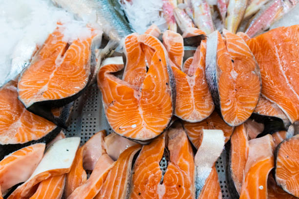 Close up of salmon stock photo