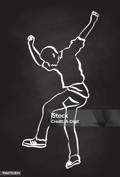 Jump Up Teenager Stock Illustration - Download Image Now - Dancing, Line Art, People