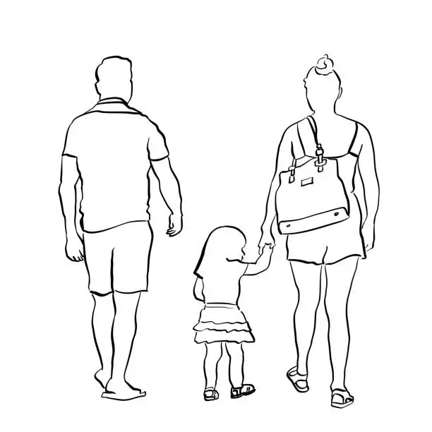Vector illustration of Small But Happy Family