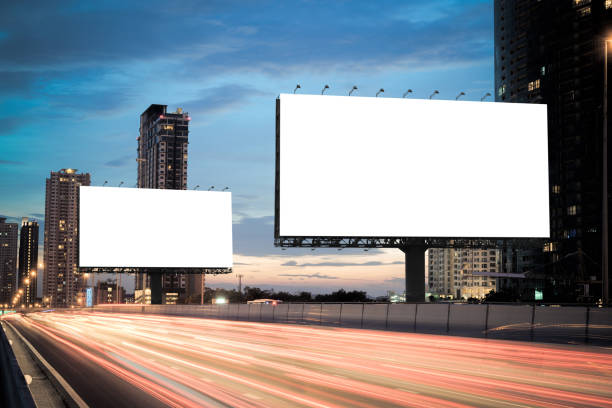advertising, blank template billboard - market asia photography outdoors imagens e fotografias de stock