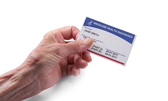 San Diego, CALIFORNIA - October 28, 2018: Medicare Health Insurance card on white background. Medicare is a national health insurance program provided by the United States for seniors 65 and older. It began in 1966.