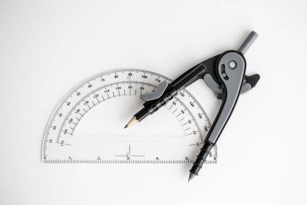 geometría compás y transportador - drawing compass drawing circle technology fotografías e imágenes de stock