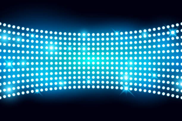 ilustrações de stock, clip art, desenhos animados e ícones de wall led light screen with lightbulp background - backdrop blue contemporary pattern