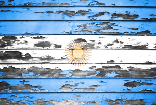 Concept Argentina flag on cracked and paint peeling off background