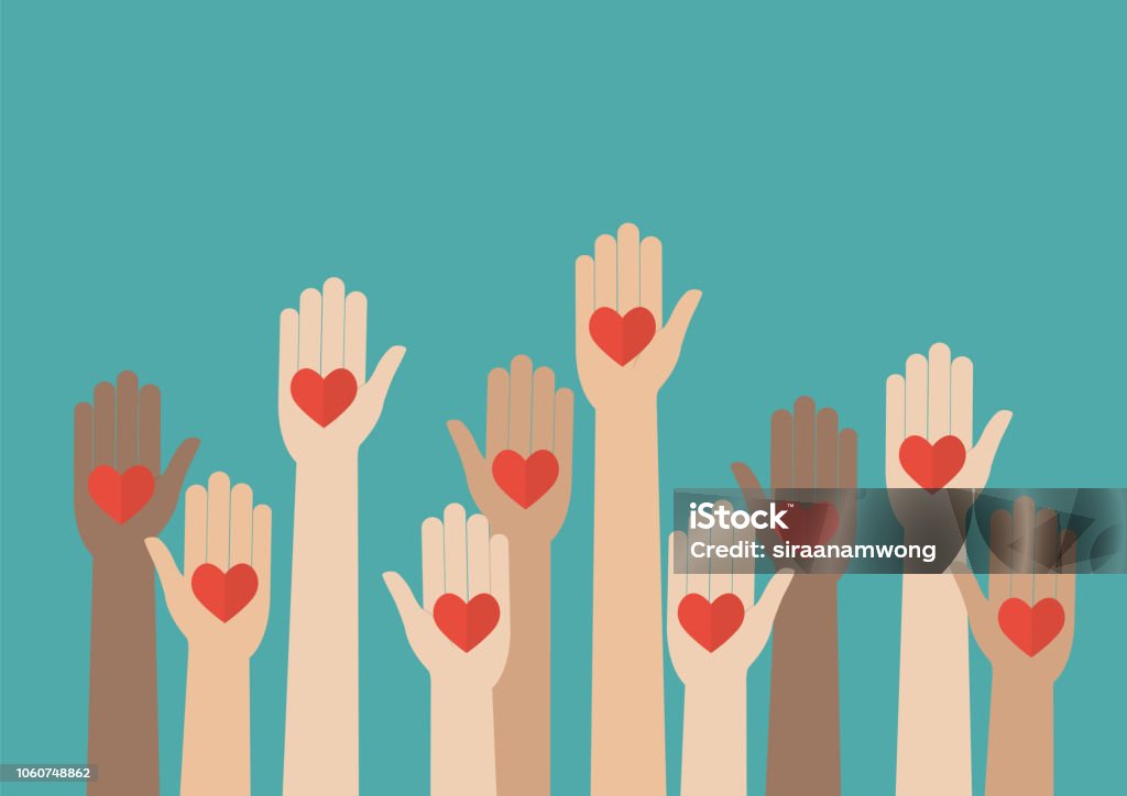 Raised hands volunteering Raised hands volunteering. Vector illustration Hand stock vector