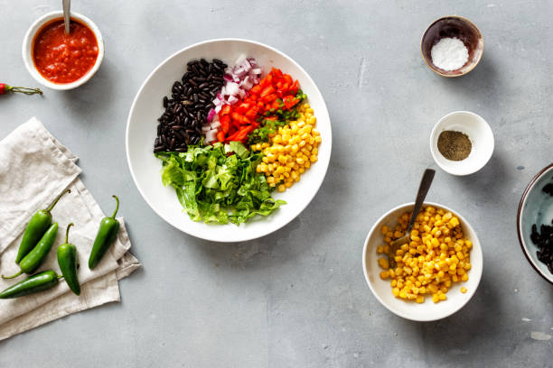 istock Ingredients cooking vegetarian tacos top view flat lay 1060757462
