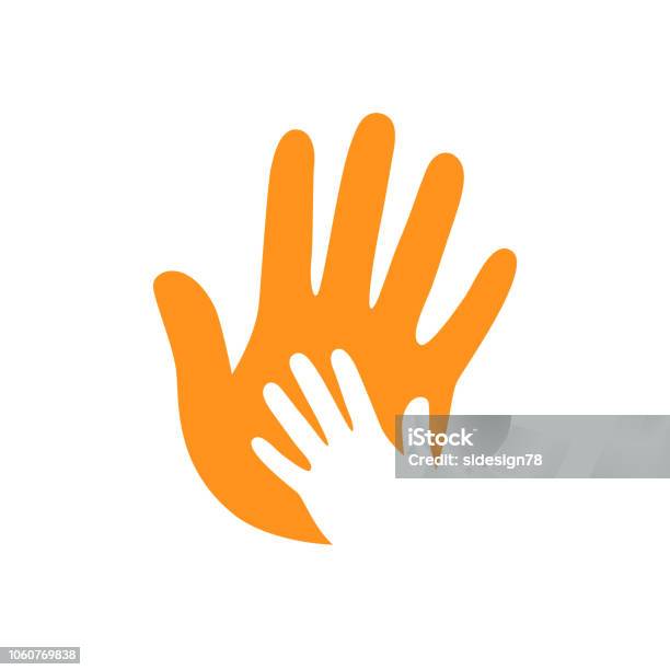 Vector Hands Hand Care Childish Hand Support Symbol Helpful People Hand On Hand Two Hands Stock Illustration - Download Image Now