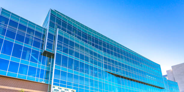 istock Blue glass on a modern building in Provo Utah 1060772058
