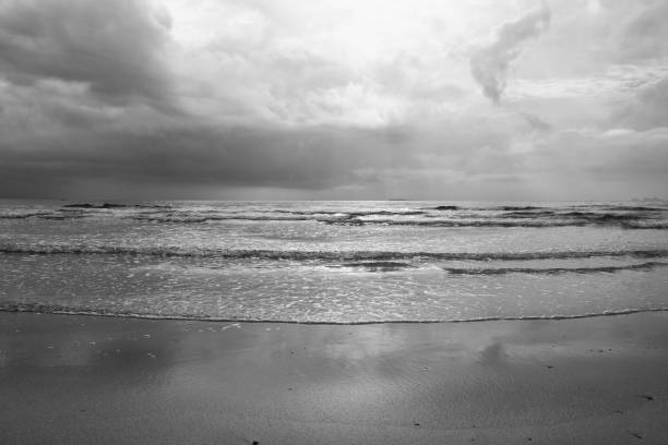 istock sea beach with blue, monochrome black and white tone. 1060772222