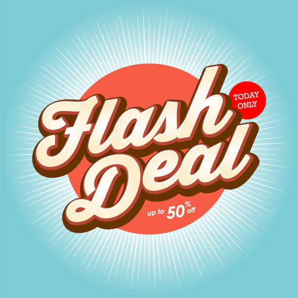 illustrations, cliparts, dessins animés et icônes de flash conception bannière deal avec fond de couleur starburst. - percentage sign flash
