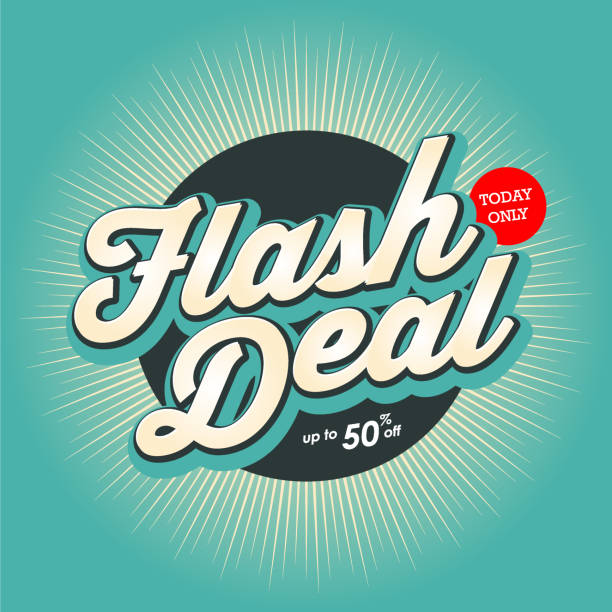 illustrations, cliparts, dessins animés et icônes de flash conception bannière deal avec fond de couleur starburst. - percentage sign flash