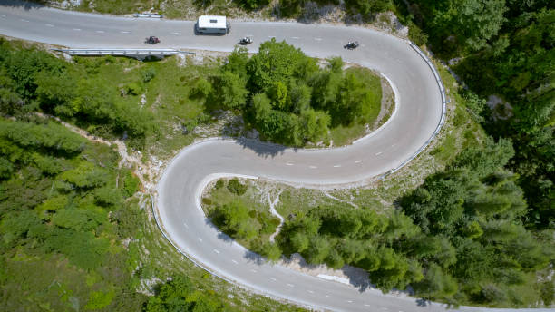 View of forest with winding road