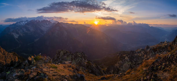 istock Chamonix and Mont Blanc sunset panorama 1060789222