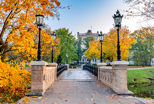 Autumn in old  public park of Riga, Latvia, EC