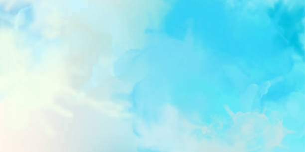 dekoracyjne tło akwareli - sky watercolour paints watercolor painting cloud stock illustrations