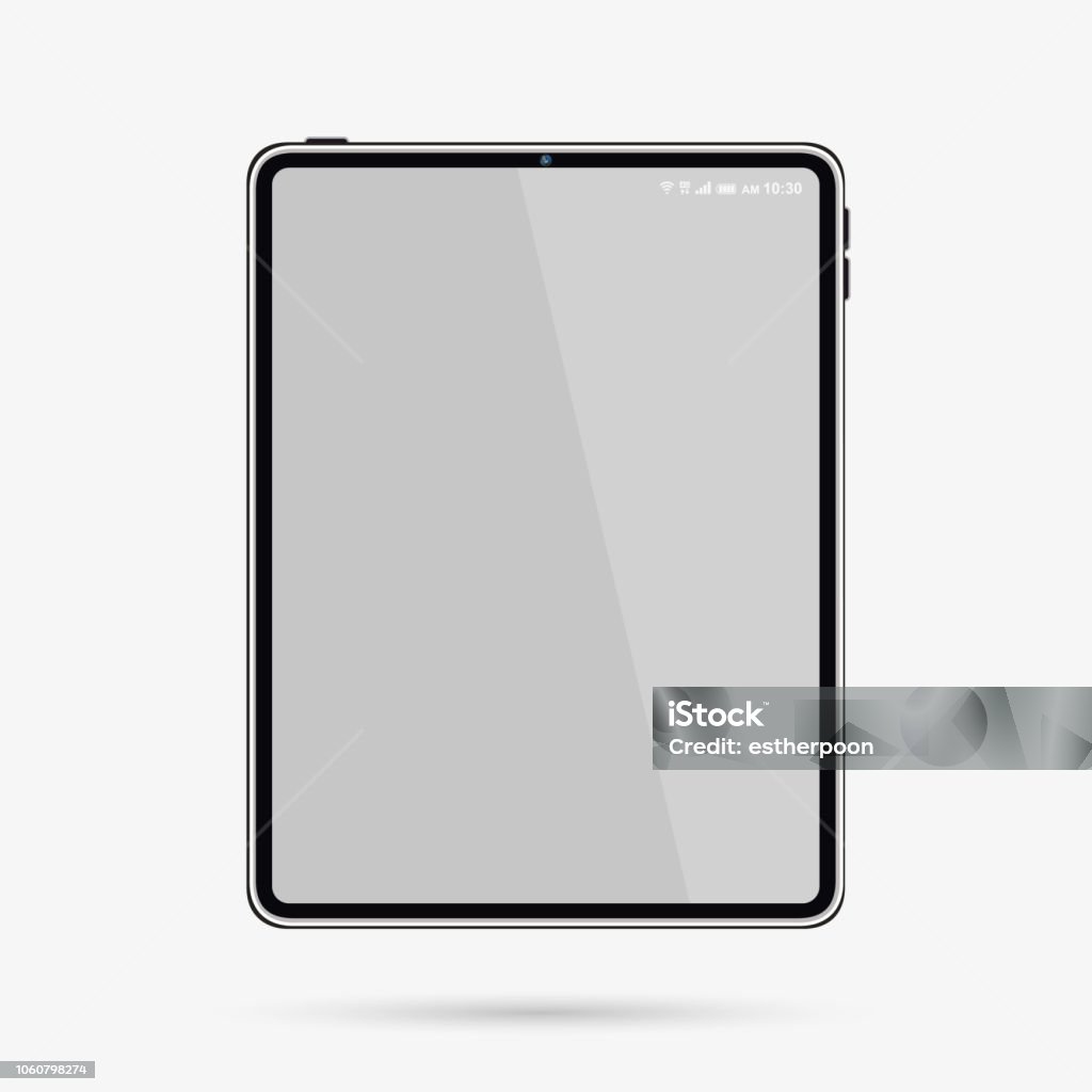 Gray Tablet Screen Tablet With Blank Gray Screen Stock Illustration - Download Image Now ...