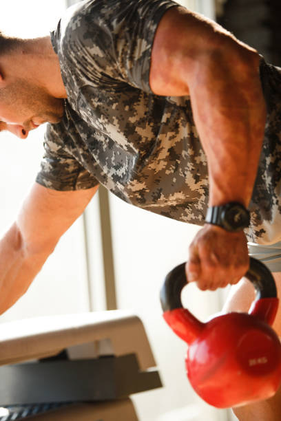istock Close up of kettle bell exercise 1060800248