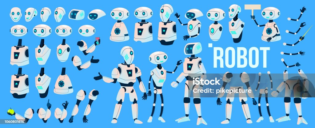 Robot Vector Animation Set Mechanism Robot Helper Cyborgs Ai Futuristic  Humanoid Character Animated Artificial Intelligence Web Design Robotic  Technology Isolated Illustration Stock Illustration - Download Image Now -  iStock