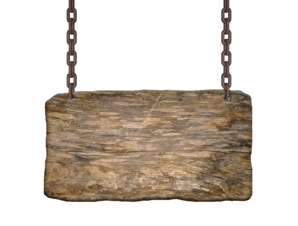 istock wooden sign shield wood Chain old weathered 1060803538