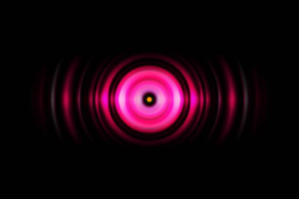 abstrakte rosa leuchtring mit schallwellen oszillierende, technik-hintergrund - ambient sound flash stock-fotos und bilder