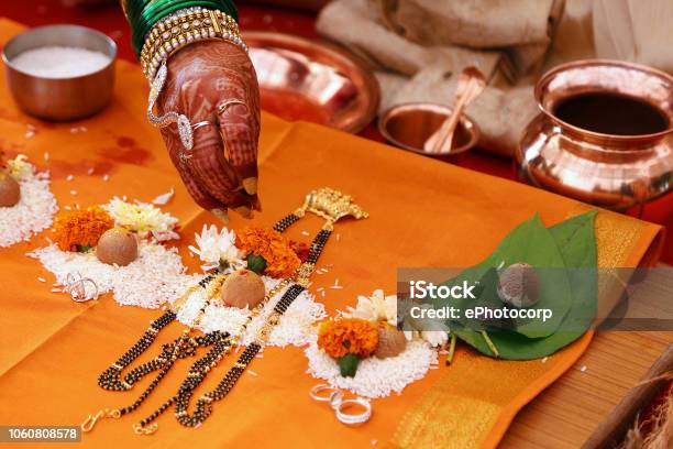 Mangalsutra Poojan Indian Symbol Of Hindu Marriage Consisting Of A
