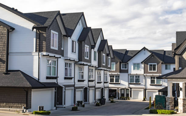 istock Freshly build townhomes in beautifull row. 1060809666