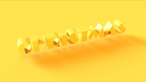 Bright Yellow 3d Christmas Sign 3d illustration 3d render