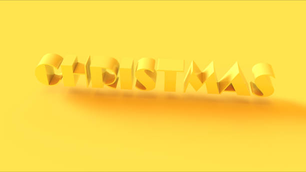 Bright Yellow 3d Christmas Sign 3d illustration 3d render