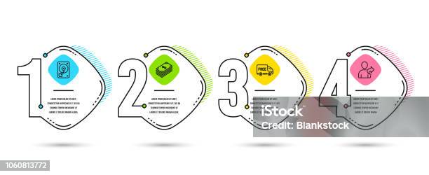 Free Delivery Hdd And Dollar Icons Refer Friend Sign Shopping Truck Hard Disk Usd Currency Share Vector Stock Illustration - Download Image Now