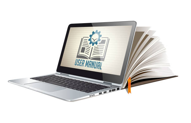 book as knowledge base - user guide manual concept - instruction manual imagens e fotografias de stock