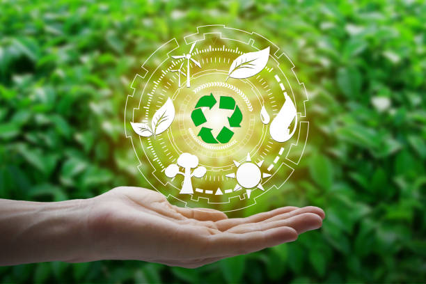 istock Hand holding with environment Icons 1060814544