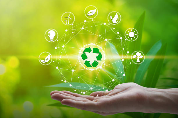 istock Hand holding with environment Icons 1060814878