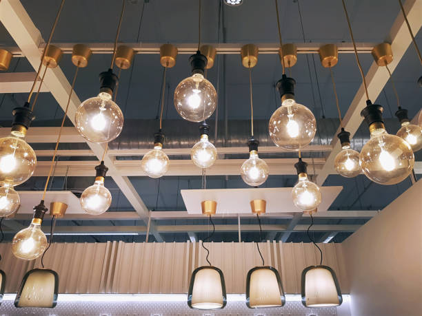 istock Low Angle View of Decorative Hanging Retro Lamps 1060816632