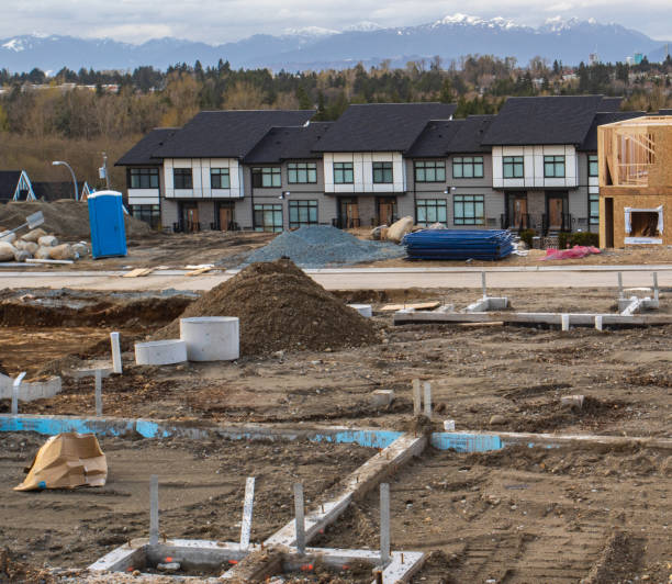 istock Wood townhouse building under construction 1060820174