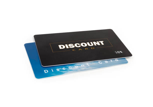 istock Two plastic discount cards close-up on a white background 1060820196