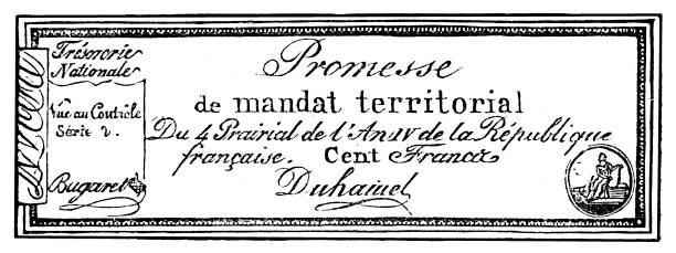 ilustrações de stock, clip art, desenhos animados e ícones de 100 francs. ,issued in 1796 to replace the inflation-plagued assignat, the mandats territoriaux, or more specifically, the promesse de mandat territorial were backed by the property (real estate) seized during the french revolution. - get in touch