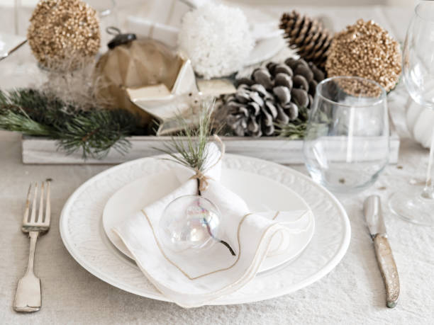 istock Plate and cutlery near New Year decorations. 1060821136