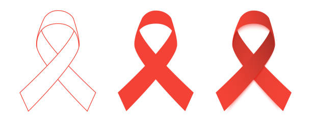 레드 리본 세트입니다. 세계 에이즈 데가. 평면 디자인 - ribbon banner aids awareness ribbon red stock illustrations