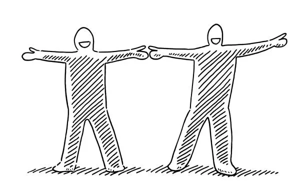 Vector illustration of Double Human Figure Twin Concept Drawing