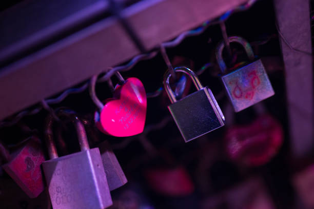istock Padlock, shape of heart, night, cracov 1060825888