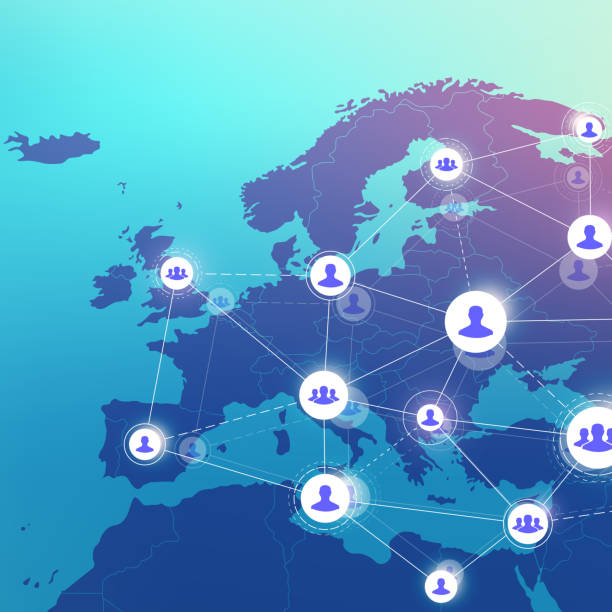 istock Social media network and marketing concept on World Map background. Global business concept and internet technology, Analytical networks. Vector illustration 1060826674