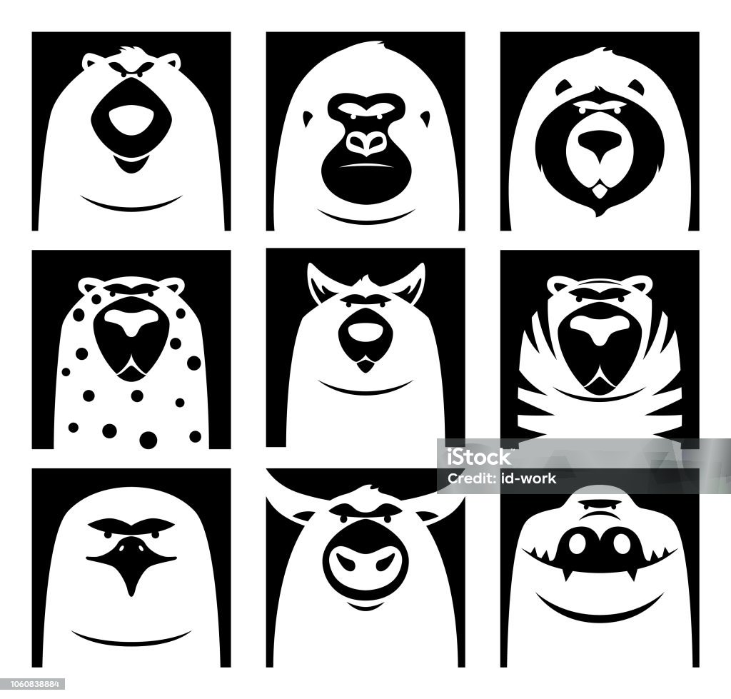 dangerous wild animals icons vector illustration of dangerous wild animals icons Alligator stock vector