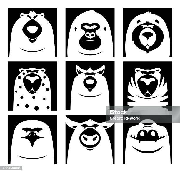 Dangerous Wild Animals Icons Stock Illustration - Download Image Now - Alligator, Animal Body Part, Animal Head