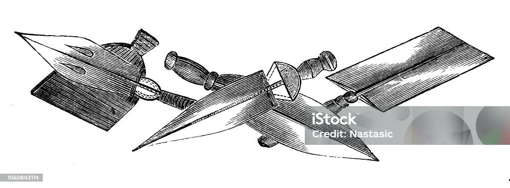 Ashira Weapons Illustration of a Ashira Weapons Ancient stock illustration