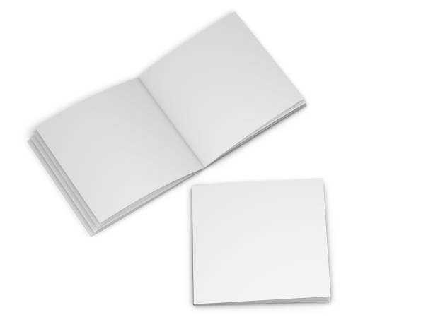 istock Two square pages booklets, inside pages and cover isolated on white. 1060845928