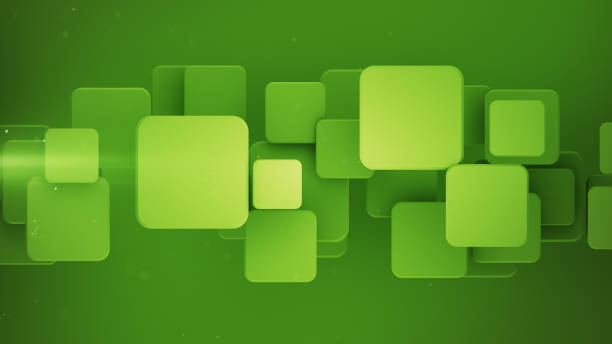 Geometric green mosaic with squares 3D rendering